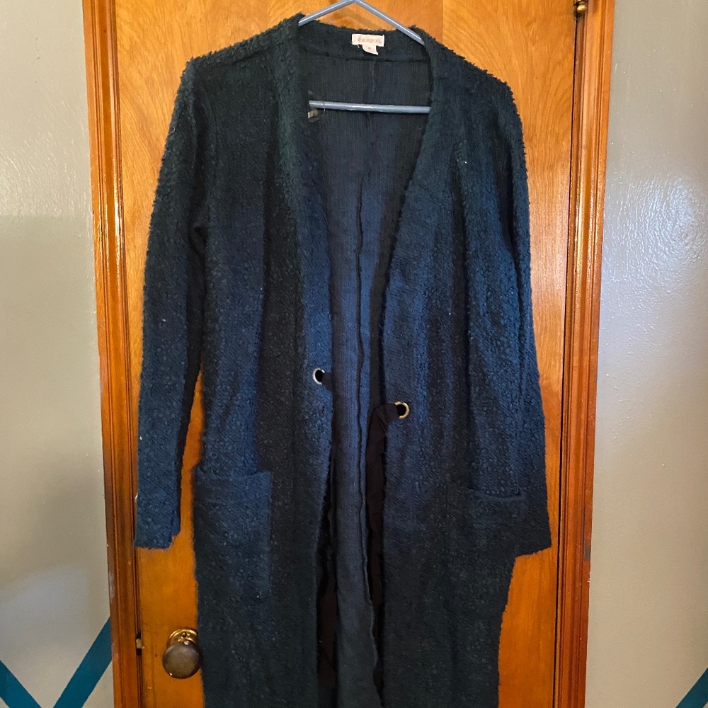 Xhilaration long dark green women's open sweater